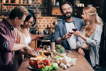 friends preparing dinner together