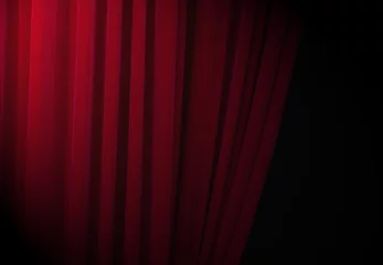 Photo sur Aluminium brossé Théâtre Red curtains at a theatre with half light for text or other ideas  