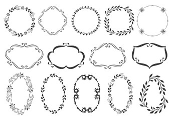 Set of rustic frames. Vector. Isolated. 