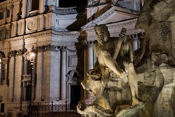 Famous and beautiful fountain in Piazza Navona in the heart of Rome, Italy