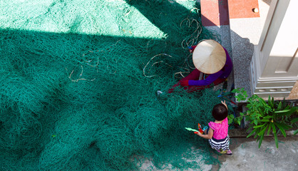 people production handmade fishing net