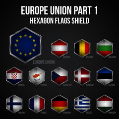 Europe Union Hexagon Flags Shield Part 1