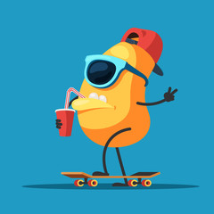 Character monster on a skateboard