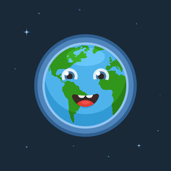 Fototapeta premium Cute earth character with stars