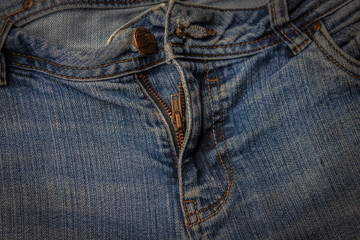 zipper of a blue jean