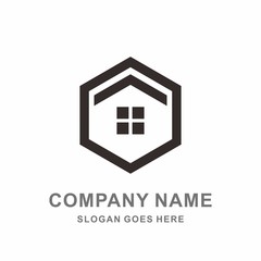 Simple Building House Shape Architecture Interior Construction Real Estate Business Company Stock Vector Logo Design Template