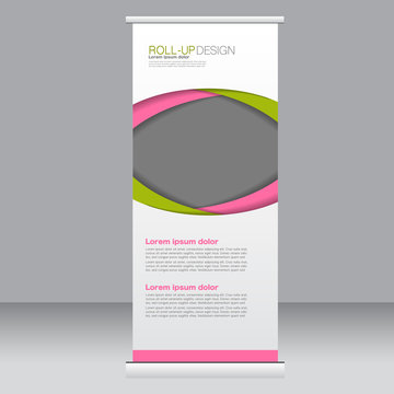Roll up banner stand template. Abstract background for design,  business, education, advertisement. Vector  illustration.