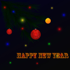 Christmas decorations with fir tree and decorative elements. vector illustration