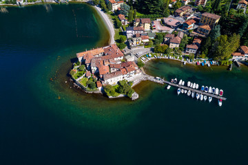 Fototapeta na wymiar Lierna - Lago di Como (IT) - Vista aerea del Castello nel borgo antico