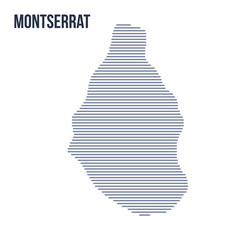 Vector abstract hatched map of Montserrat with horizontal lines isolated on a white background.