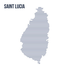 Vector abstract hatched map of Saint Lucia with horizontal lines isolated on a white background.