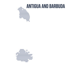 Vector abstract hatched map of Antigua and Barbuda with horizontal lines isolated on a white background.