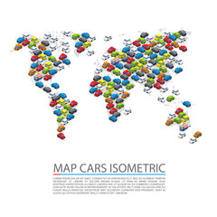 World map cars isometric, object on a white background, Vector illustration