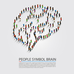 People symbol brain, People group sing brain, Vector illustration