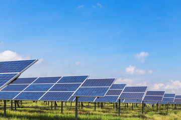 solar panels  in power station alternative renewable energy from the sun 