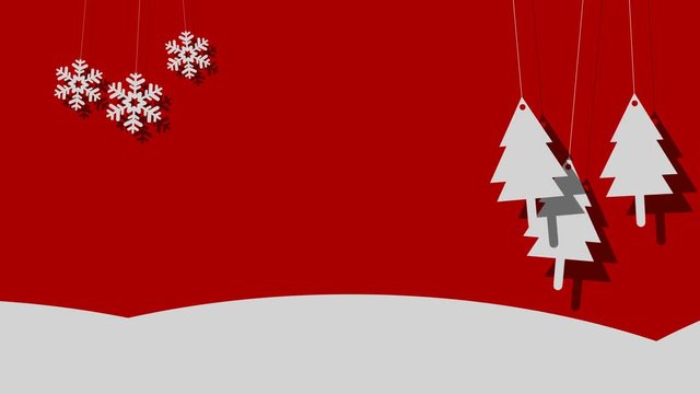 Snowy Vector Christmas Background Of Trees And Snowflakes On A String