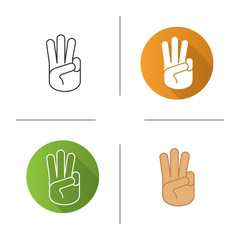 Three fingers up icon