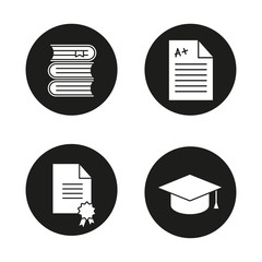 High education glyph icons set