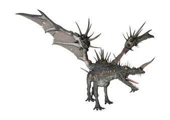 3D Rendering Fantasy Dragon on White