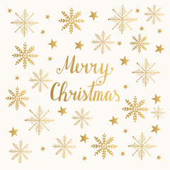 Golden and white Christmas greeting card template. Vector.
