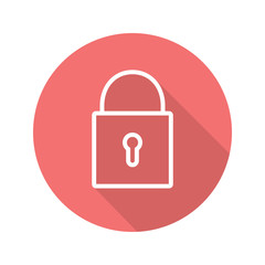 Closed lock flat linear long shadow icon