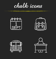School and education chalk icons set