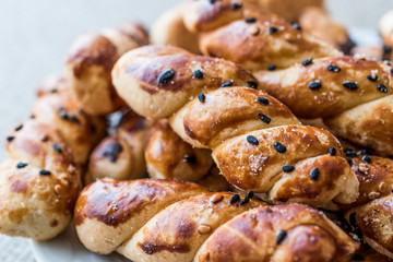 Turkish Salted cookies with tea / Burgu Kurabiye