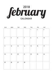 February 2018 calendar planner vector illustration