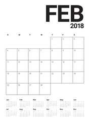 February 2018 calendar planner vector illustration