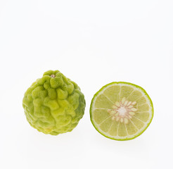 Obraz premium Kaffir lime,Bergomot isolated on white background,Hair spa treatment