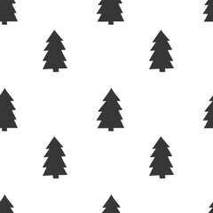 Black and white wrapping paper. Vector seamless geometric pattern with Christmas trees.