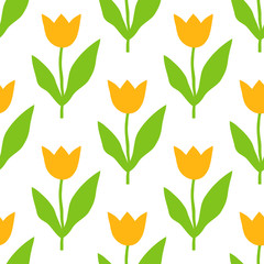 Vector seamless pattern with yellow tulips