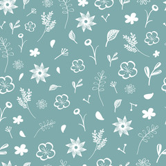 Seamless pattern with flowers and leafs