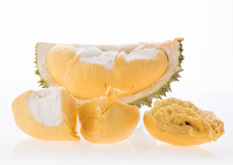 Durian,King of fruits in Thailand isolated on white background