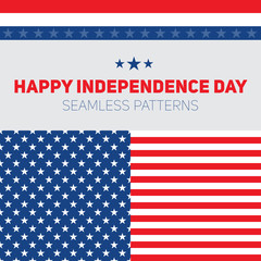 Independence Day in United States of America. Seamless patterns