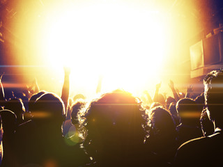 Concert crowd in front of a stage