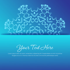 Abstract vector round ornament in blue colors