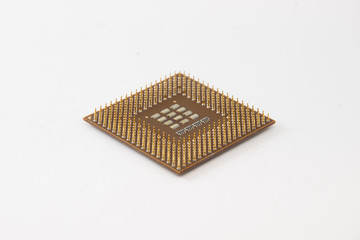 old cpu processor isolated on white background