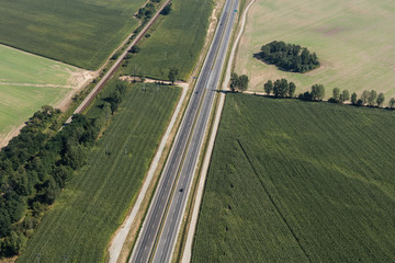 aerial view of the road near Otmuchow town