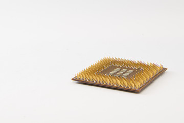 old cpu processor isolated on white background