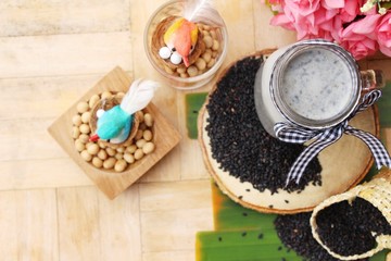 Soy bean milk mix black sesame delicious