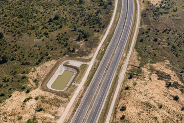 aerial view of the road near Nysa town