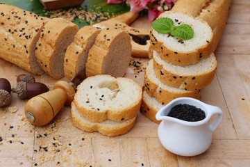 French bread organic with black sesame delicious