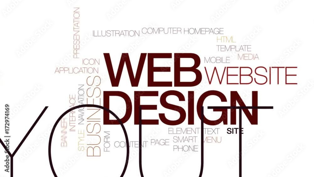 Wall mural web design animated word cloud, text design animation. kinetic typography.