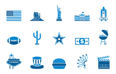 Fototapeta na wymiar USA - Iconset (in Blau)