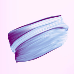 Blue iris color vector paint brush smear on white background. Template female girly emblem design.