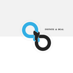 Hand sign and infinite logo elements design.Infinity sign.The best idea sign.Good idea logo.