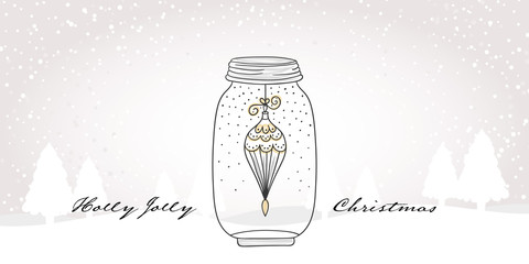 Sweet hang drawn jar glass with christmas design