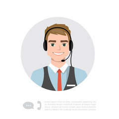 Young Man With Headset Vector Character