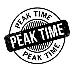 Peak Time rubber stamp. Grunge design with dust scratches. Effects can be easily removed for a clean, crisp look. Color is easily changed.